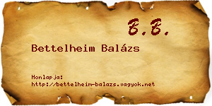 Bettelheim Balázs névjegykártya